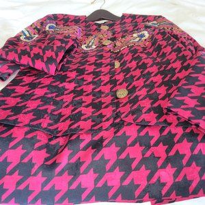 Anne Crimmins Umi   Collection Black and Red Check Suit Size 6